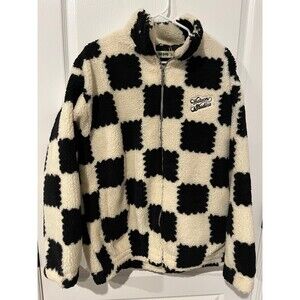 Watson Studios Sherpa Jacket Black & Cream Checkerboard Size L NWT Retail $300